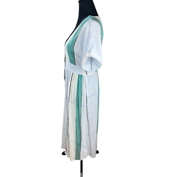 O’Neill woman’s medium Reid Light Blue Multi Stripe Button-Up Midi Dress - Picture 4 of 8